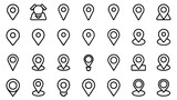 Simple Set of Location Pin Thin Line Icons