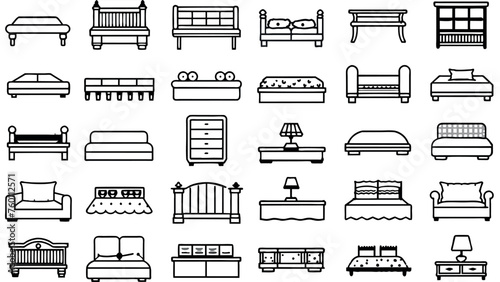 Double bed vector icon