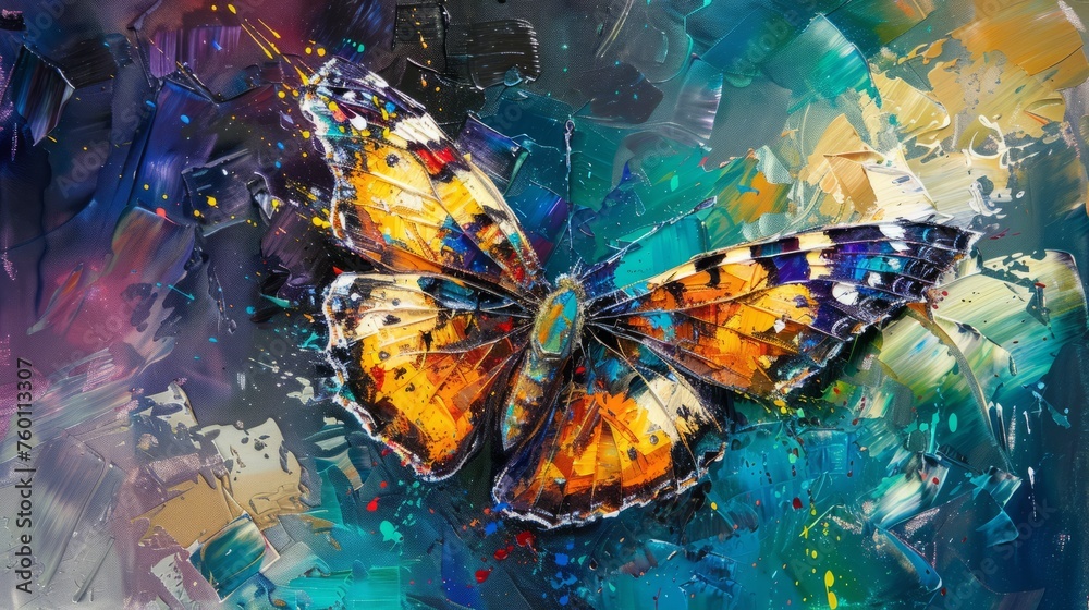 Obraz premium Butterfly. Oil paint on canvas. Interior painting. Beautiful background