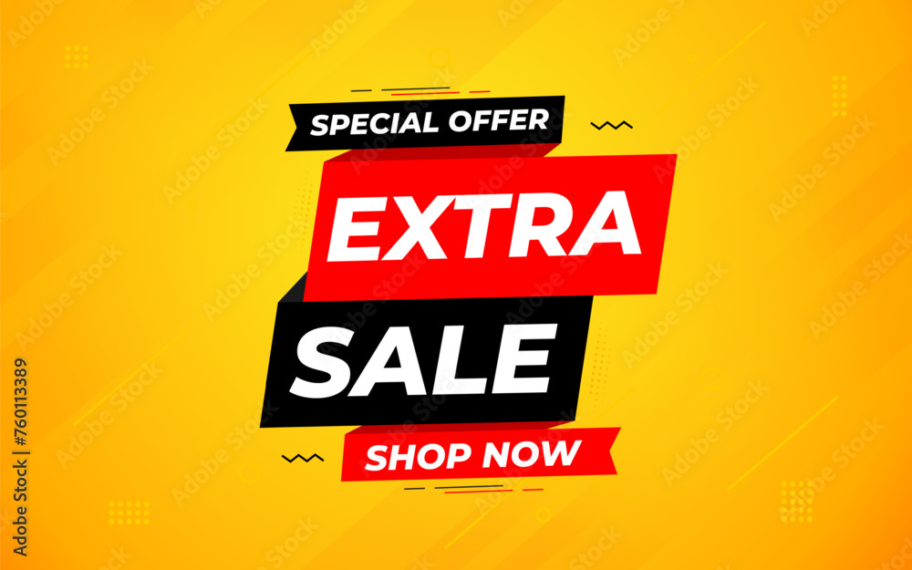 Obraz premium Extra Sale banner for web or social media. sale banner promotion template with discount tag. limited time offer, Get extra discount. Commercial poster, sale background vector illustration