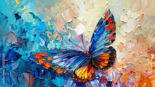 Wallpaper Mural Butterfly. Oil paint on canvas. Interior painting. Beautiful background Torontodigital.ca