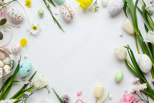 an easter frame with white background