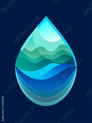 Gradient vector water background with shades of blue and green.