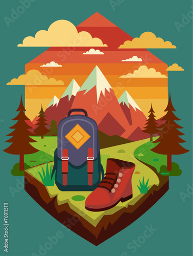 Hikers traverse a winding trail amidst towering mountains and lush greenery, creating a breathtaking landscape for outdoor adventurers.