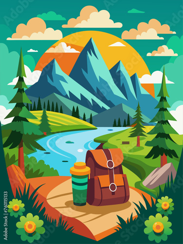 Hikers traverse a winding trail amidst towering mountains and lush greenery, creating a breathtaking landscape for outdoor adventurers.
