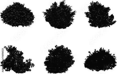 A vector collection of bush silhouettes for artwork compositions and backgrounds