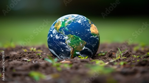 Sustainable Earth: Globe on Soil for Earth Day Awareness