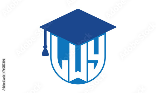 Fototapeta LWY initial letter academic logo design vector template. school college logo, university logo, graduation cap logo, institute logo, educational logo, library logo, teaching logo, book shop, varsity	
