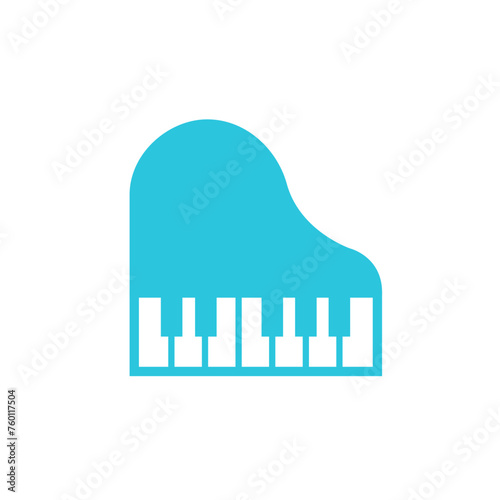 Piano icon isolated on white background. From blue icon set.