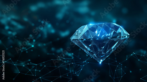 Digital Rendering of a Shining Diamond on a Network Background. © Usama