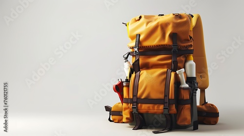 3d render design backpack equipment isolated white background AI image Generative photo