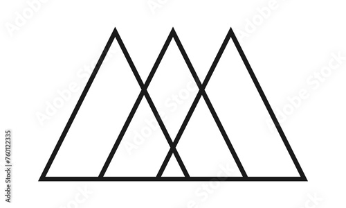 Three Hollow Overlapping Triangles Stroke Icon