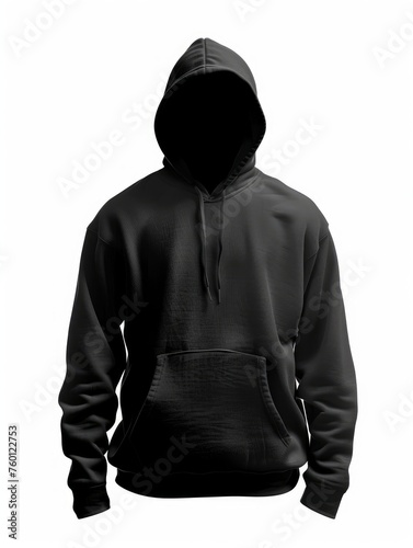 A black hoodie isolated on a white background.