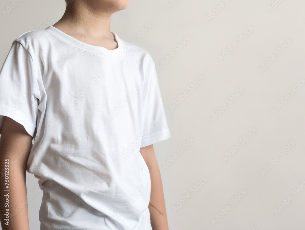 Cute children in clean t-shirts on white background Cute children in clean t-shirts on white background