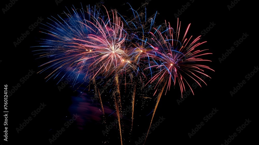 Big set of various fireworks with brightly shining sparks. Colorful pyrotechnics show. Big set of various fireworks with brightly shining sparks. Colorful pyrotechnics show.