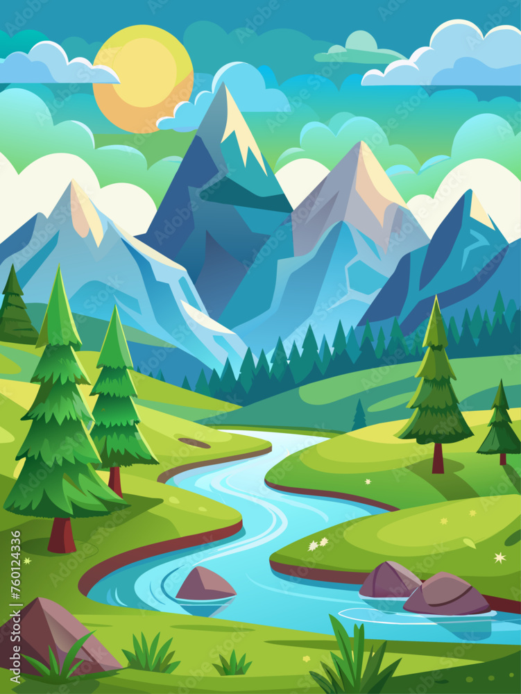 A serene meadow adorned with vibrant wildflowers, lush trees, and a tranquil river flowing through its heart. A serene meadow adorned with vibrant wildflowers, lush trees, and a tranquil river flowing through its heart.