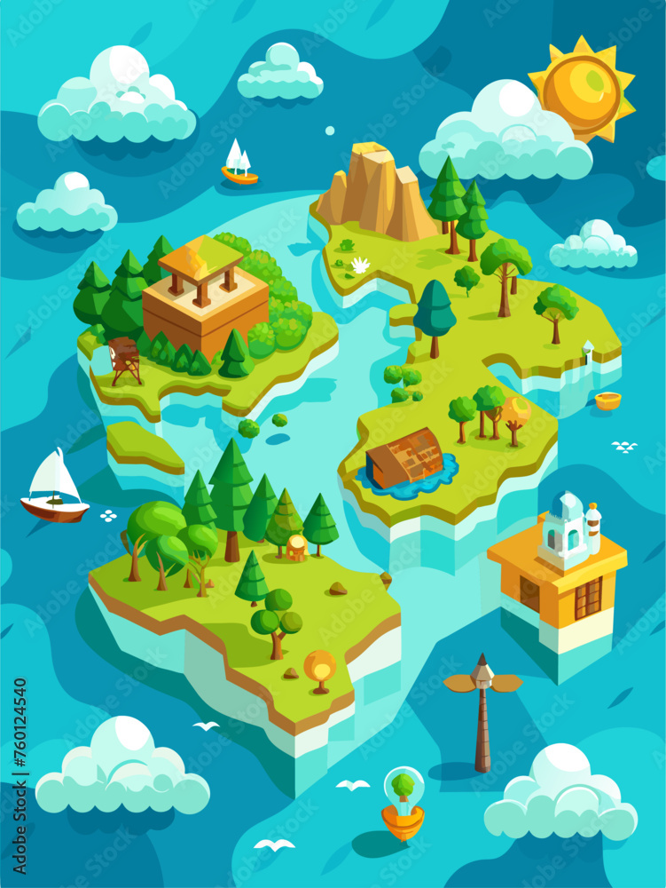 A map template with a vector water background. A map template with a vector water background.
