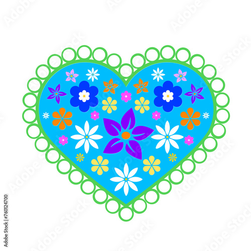 Spring illustration. Heart with flowers on a white background.