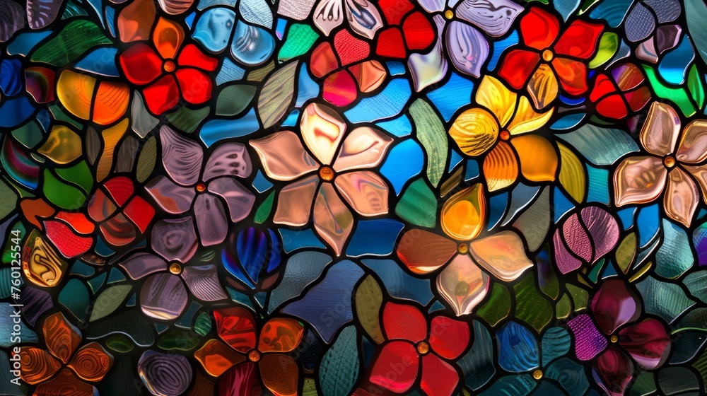 Floral stained glass background Floral stained glass background
