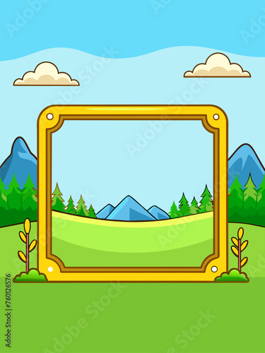 Landscape background mockup template vector with a frame.