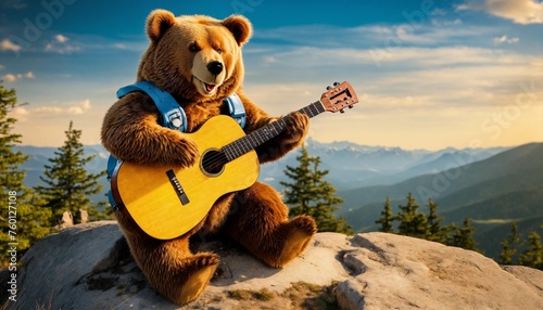 teddy bear playing guitar