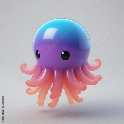 Jellyfish 3D sticker vector Emoji icon illustration, funny little animals, jellyfish on a white background