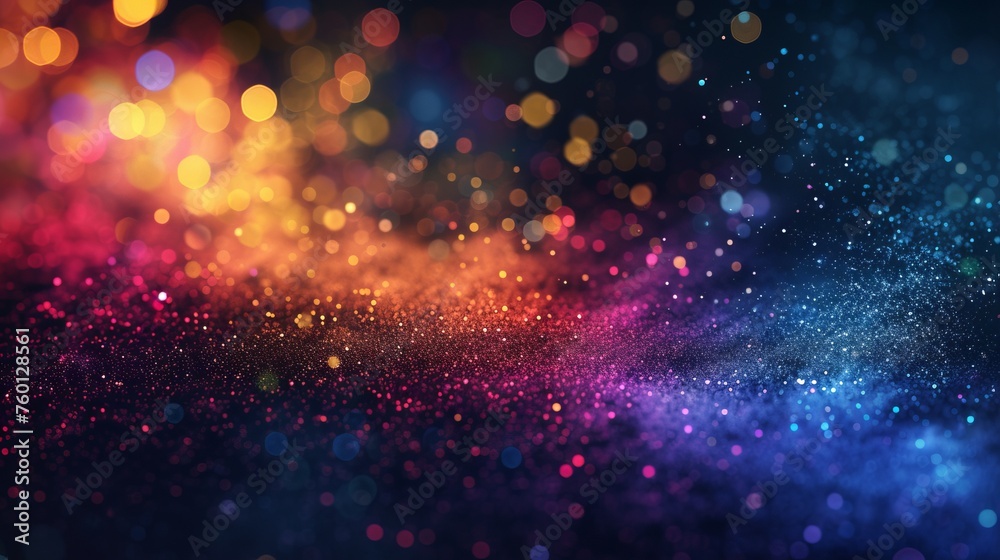 Sparkling and shimmering multicolor bokeh lights creating a vibrant, celebratory background ideal for festive occasions
