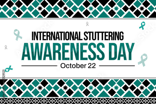 International Stuttering Awareness Day background in traditional border style with ribbons and text photo