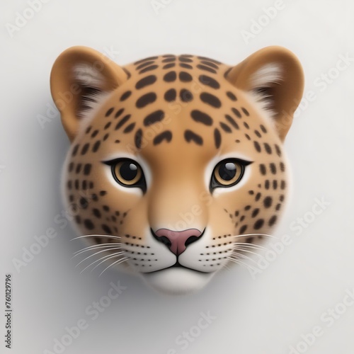 Leopard 3D sticker vector Emoji icon illustration, funny little animals, on a white background