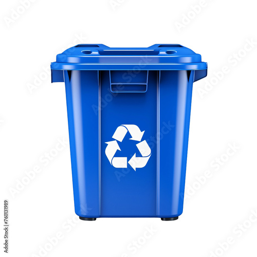 blue recycle bin with recycle symbol