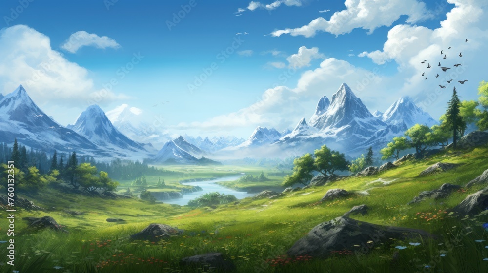 Fototapeta premium Fantasy Landscape Game Art