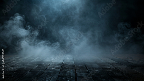 Fog In Darkness Smoke And Mist On Wooden Table 