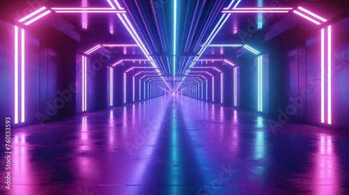 A digitally created high-tech tunnel with cool neon lighting gives a feel of advanced and clean technology
