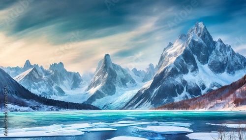 breathtaking landscape with frozen mountains and water background 16 9 widescreen backdrop wallpapers