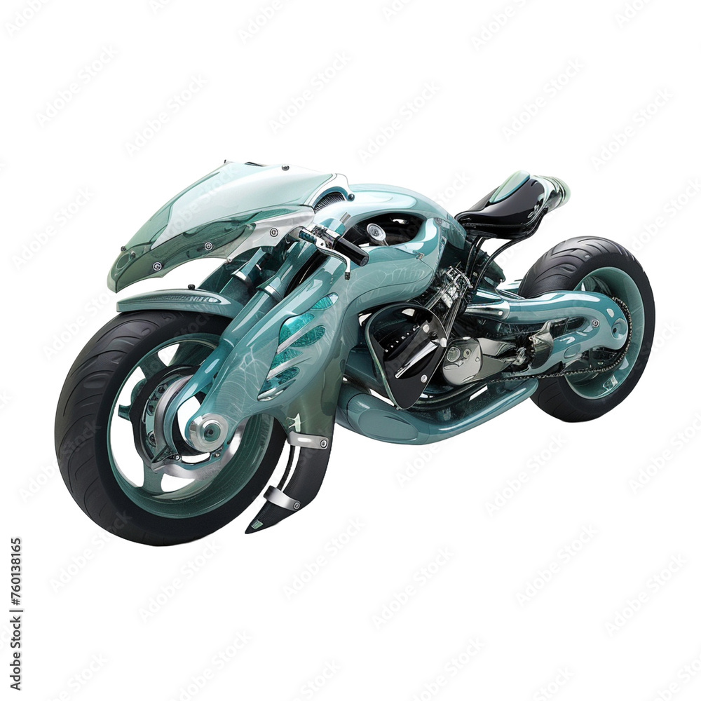 motorcycle blue  isolated on transparent background - Generative AI	