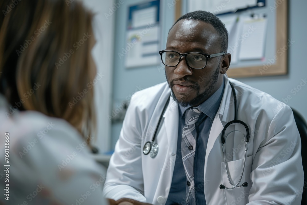 Physician consults with patient during medical appointment Physician consults with patient during medical appointment