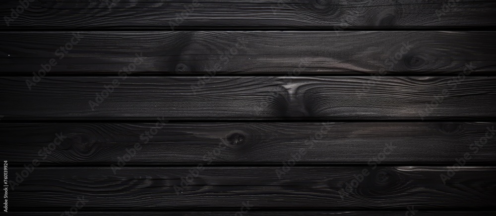 A detailed shot of a dark grey hardwood wall, resembling an automotive tire tread pattern with parallel rectangles and shades of black - obrazy, fototapety, plakaty 