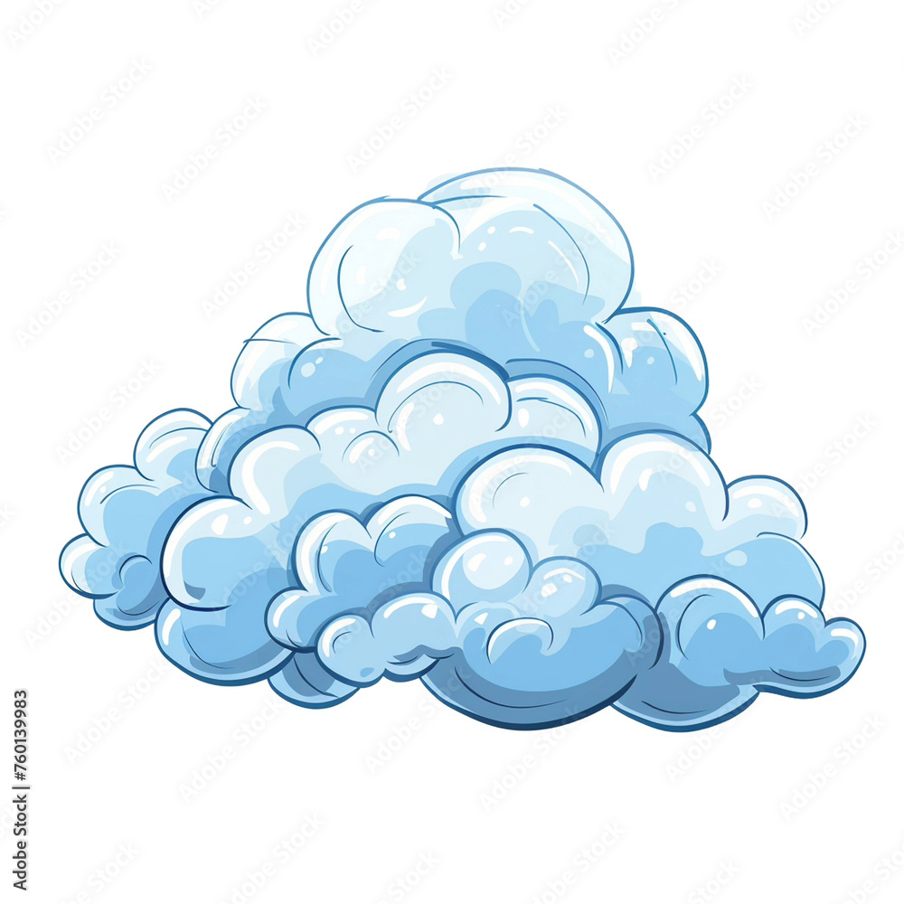 clouds cartoon isolated on transparent background - Generative AI clouds cartoon isolated on transparent background - Generative AI