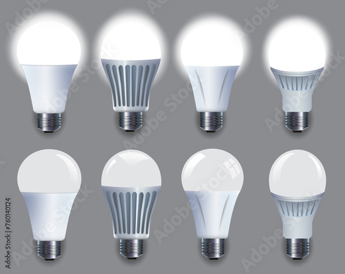 Set of realistic Smart Wifi LED bulb mockups. 3D Illustration