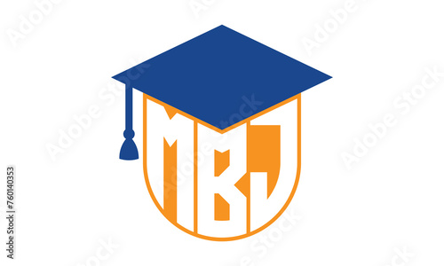 MBJ initial letter academic logo design vector template. school college logo, university logo, graduation cap logo, institute logo, educational logo, library logo, teaching logo, book shop, varsity	
 photo