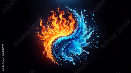 Vibrant Fire Meets Dynamic Water Splash