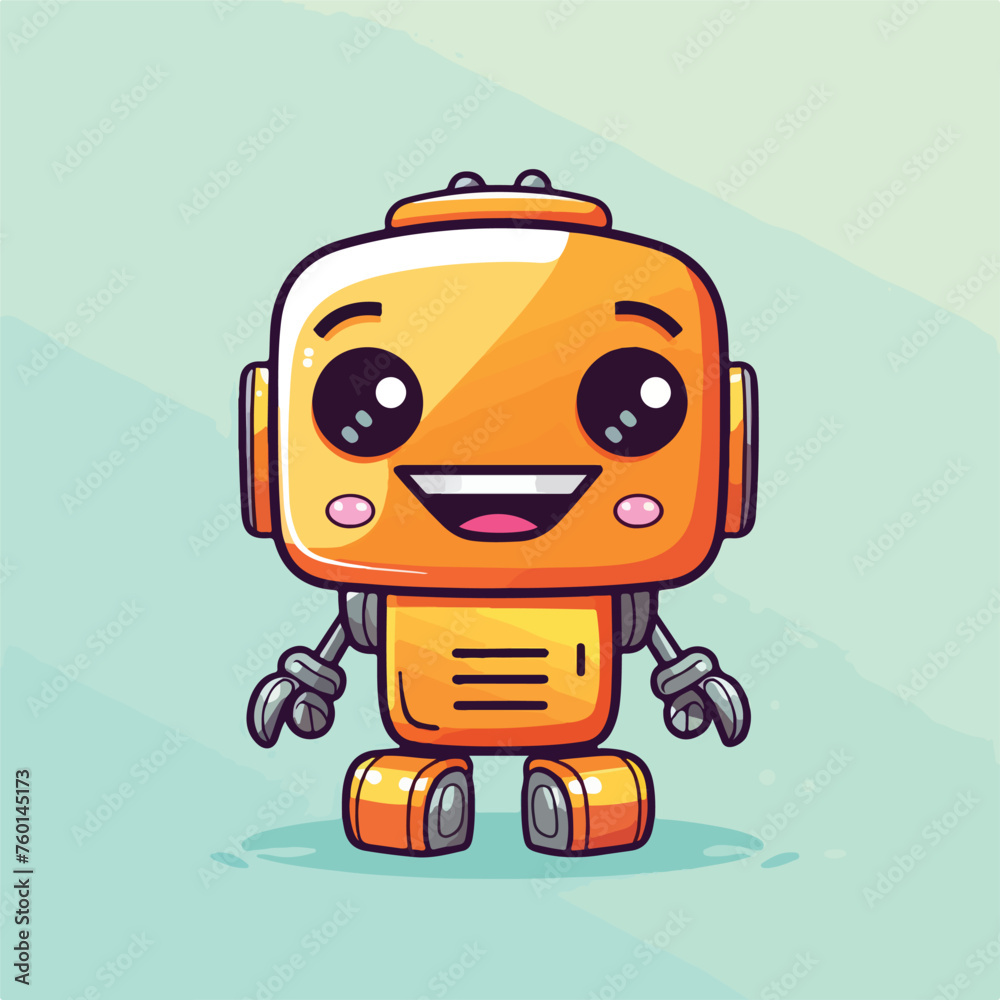 Warm gradient line drawing of a happy cartoon robot