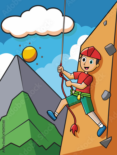 This thrilling image showcases the adrenaline-pumping experience of rock climbing, capturing the climber's determination and the rugged beauty of the natural terrain.