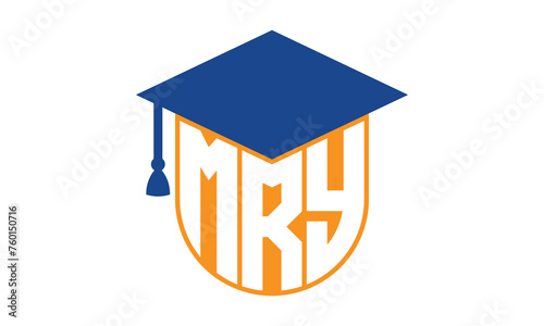 MRY initial letter academic logo design vector template. school college logo, university logo, graduation cap logo, institute logo, educational logo, library logo, teaching logo, book shop, varsity	
 photo