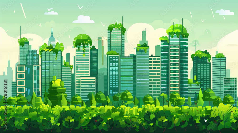 Green Urban Landscape Illustration., news, illustration, image, article, newspaper