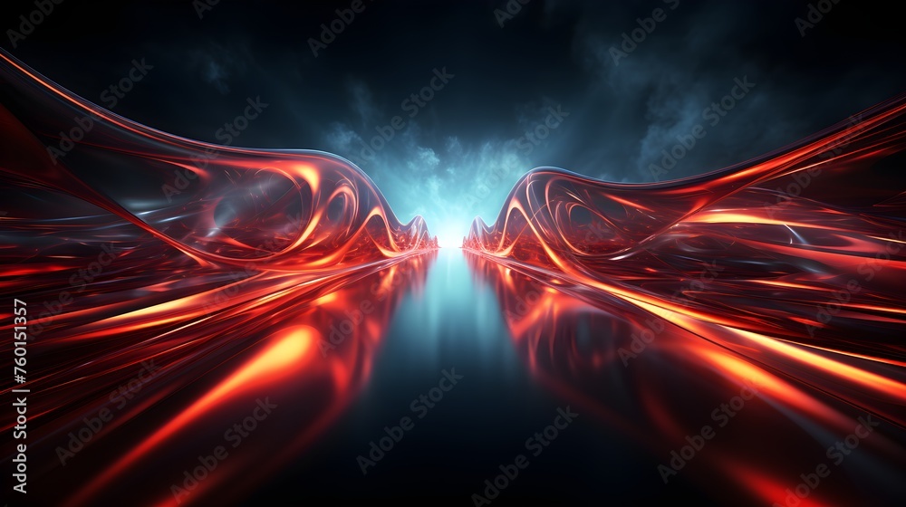 Fire red plazma motion lines. Car light trail effect illustration. Abstract laser beams - obrazy, fototapety, plakaty 