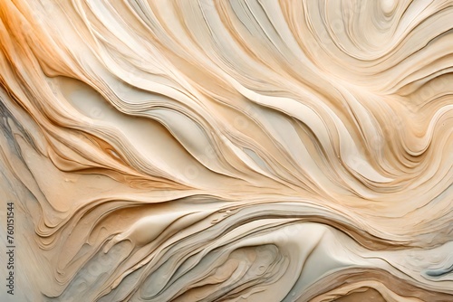 Vanilla with caramel Icecream close-up: Creamy 3D Surface with Texture background, creamy waves, 