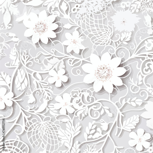 White vector seamless lace with a floral ornament t