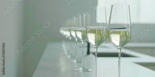 Champanhe borbulhante em taças elegantes photo