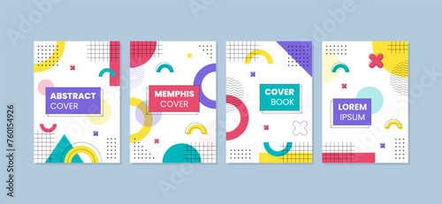 Set of abstract geometric memphis templates. Universal cover Designs for Annual Report, Brochures, Flyers, Presentations, Leaflet, Magazine